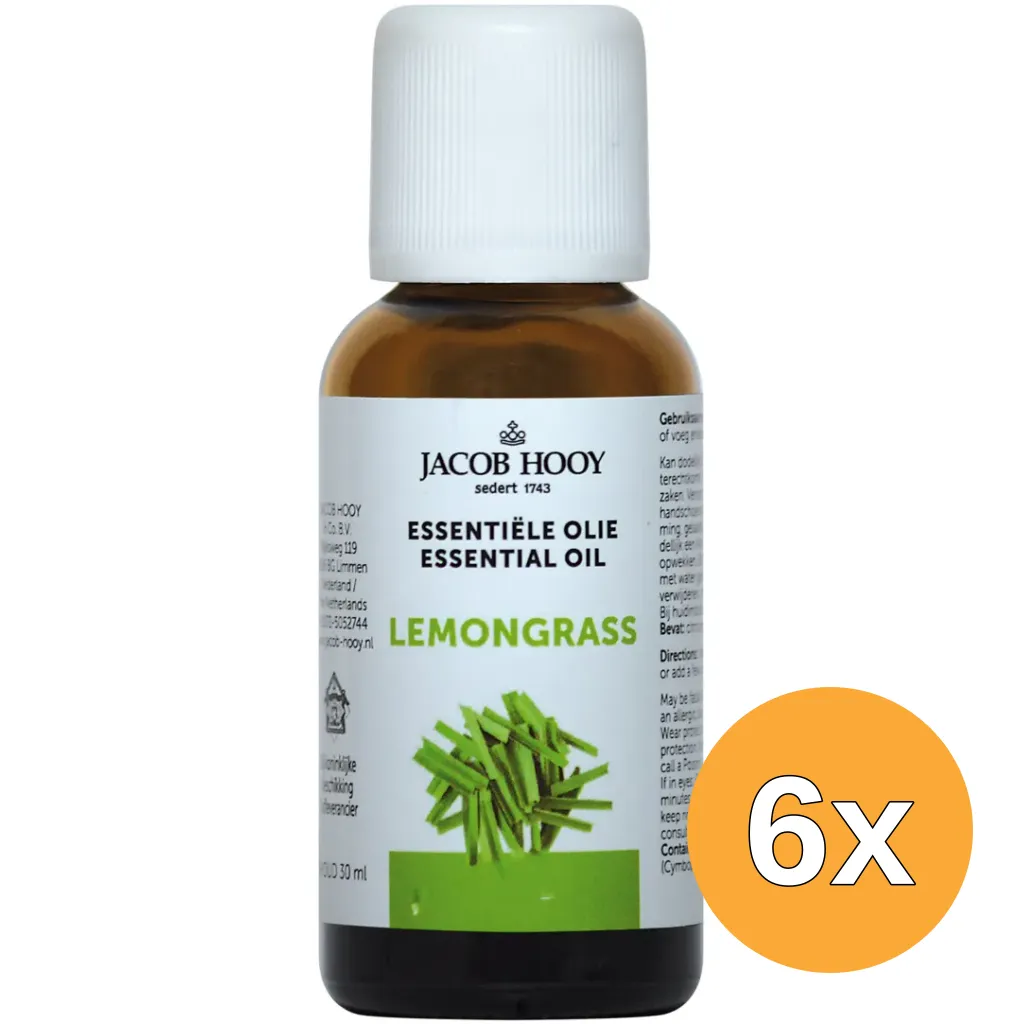 6x Jacob Hooy Lemongrass olie (30 ml)