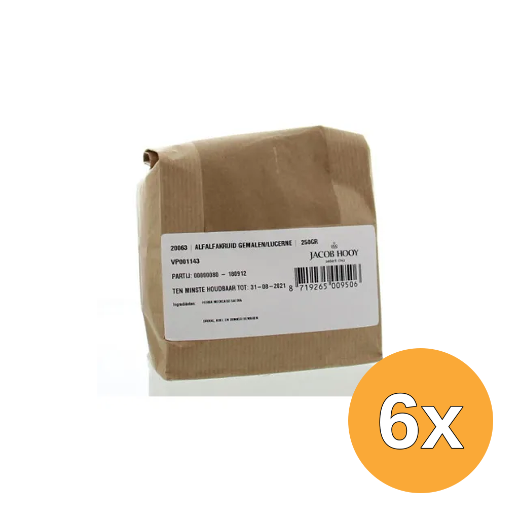 6x Jacob Hooy Alfalfakruid Gemalen (250 gr)