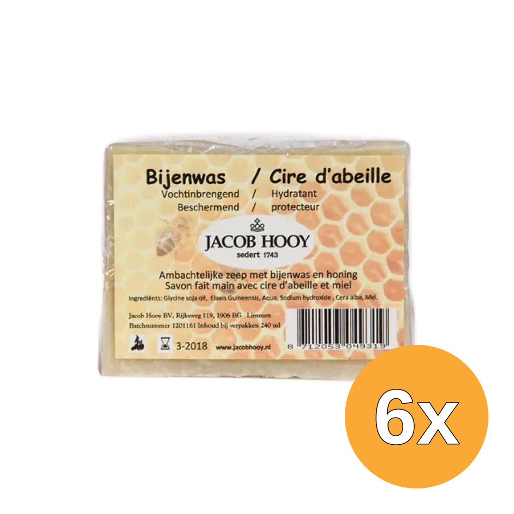 6x Jacob Hooy Bijenwas Zeep Niet Vloeibaar (240 ml)