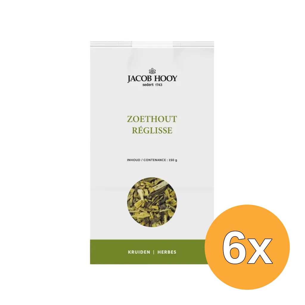 6x Jacob Hooy Zoethout gesneden geschild (150 gr)