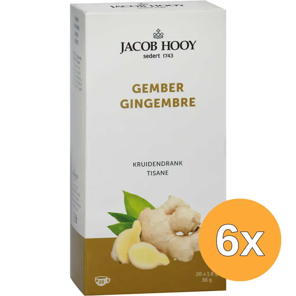 6x Jacob Hooy Gember Theezakjes Gold (20 stuks)