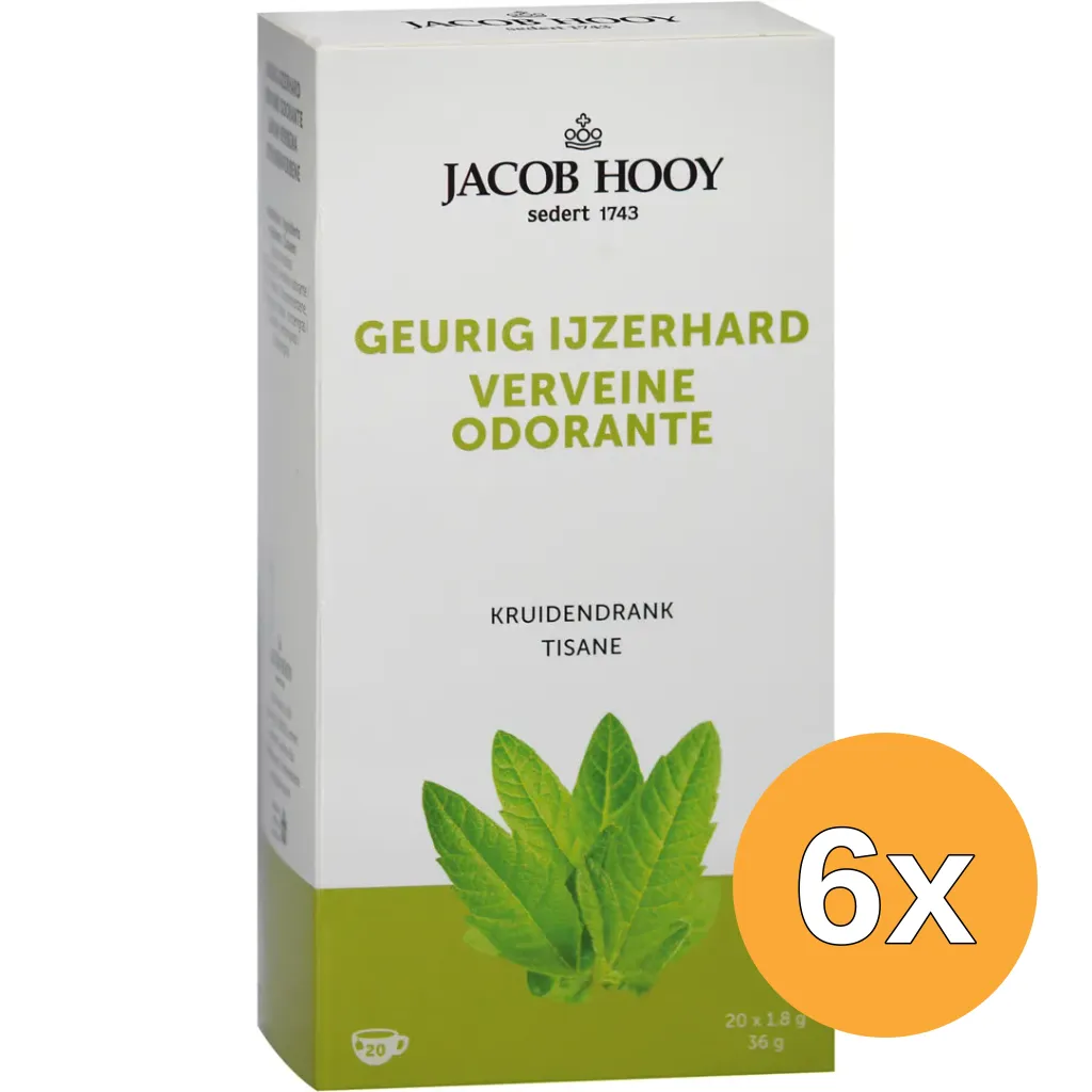 6x Jacob Hooy Geurig Ijzerhard Theezak Gold (20 stuks)
