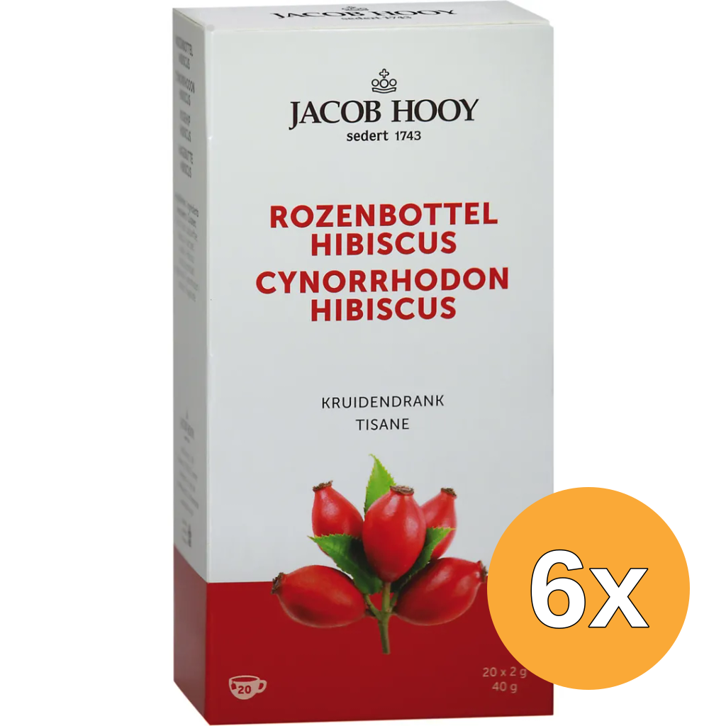 6x Jacob Hooy Rozenbottel Hibiscus Thee zakjes (20 stuks)