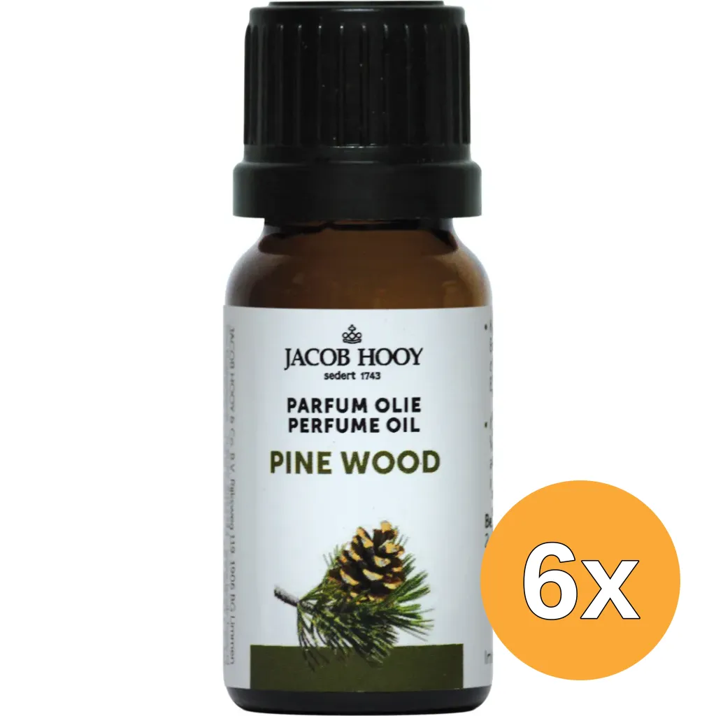 6x Jacob Hooy Parfum olie Den Pine Wood (10 ml)