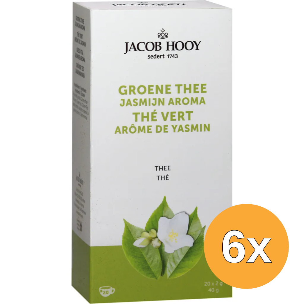6x Jacob Hooygroene Thee Jasmijn (20 stuks)