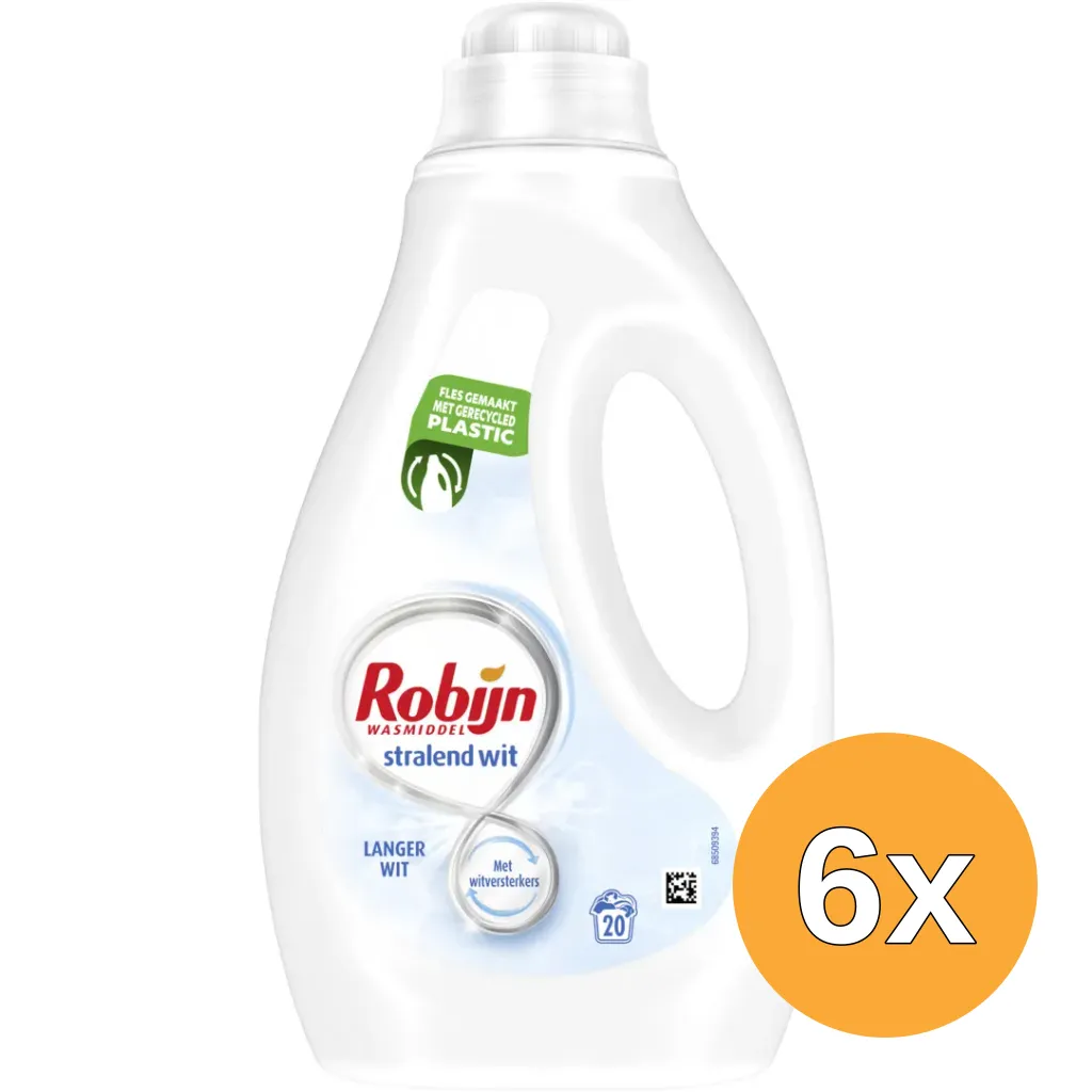 6x Robijn Wasmiddel Vloeibaar Wit (1000 ml)