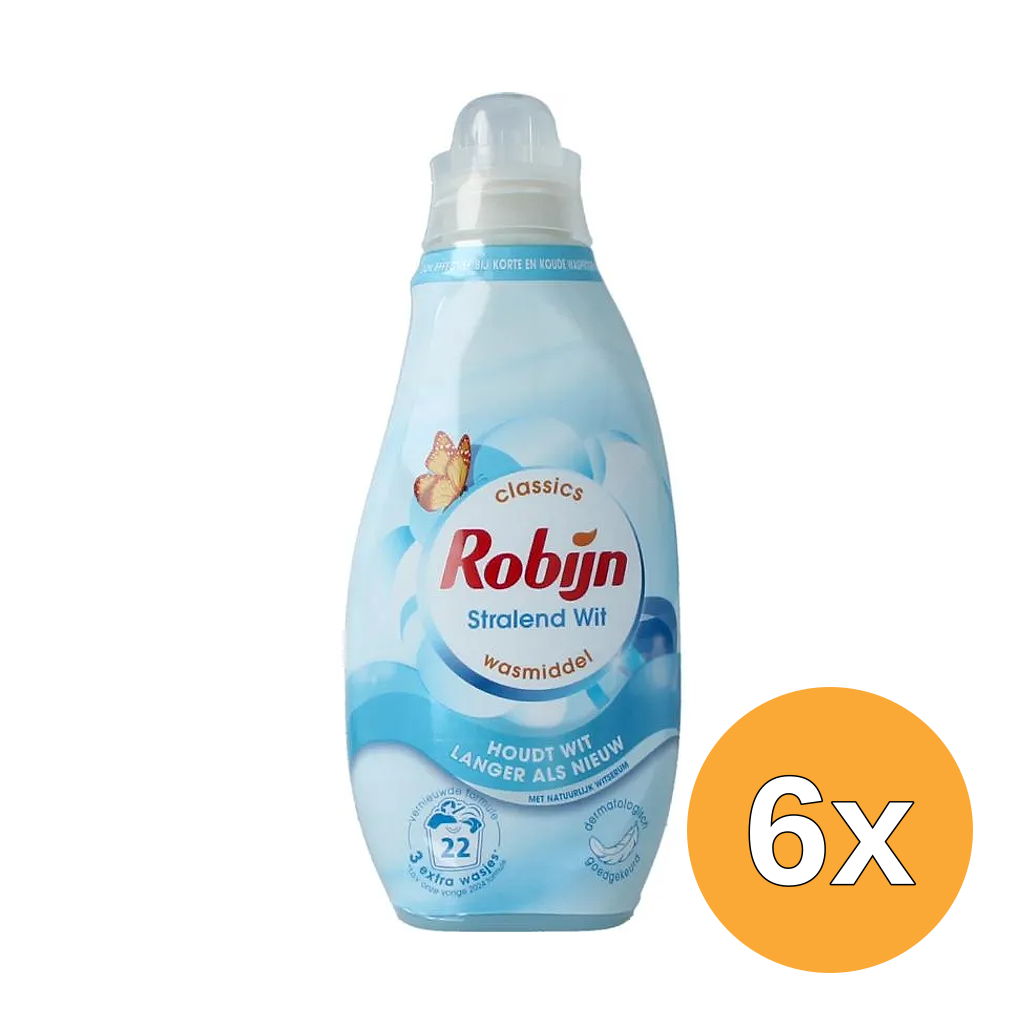 6x Robijn Wasmiddel Stralend Wit (665 ml)