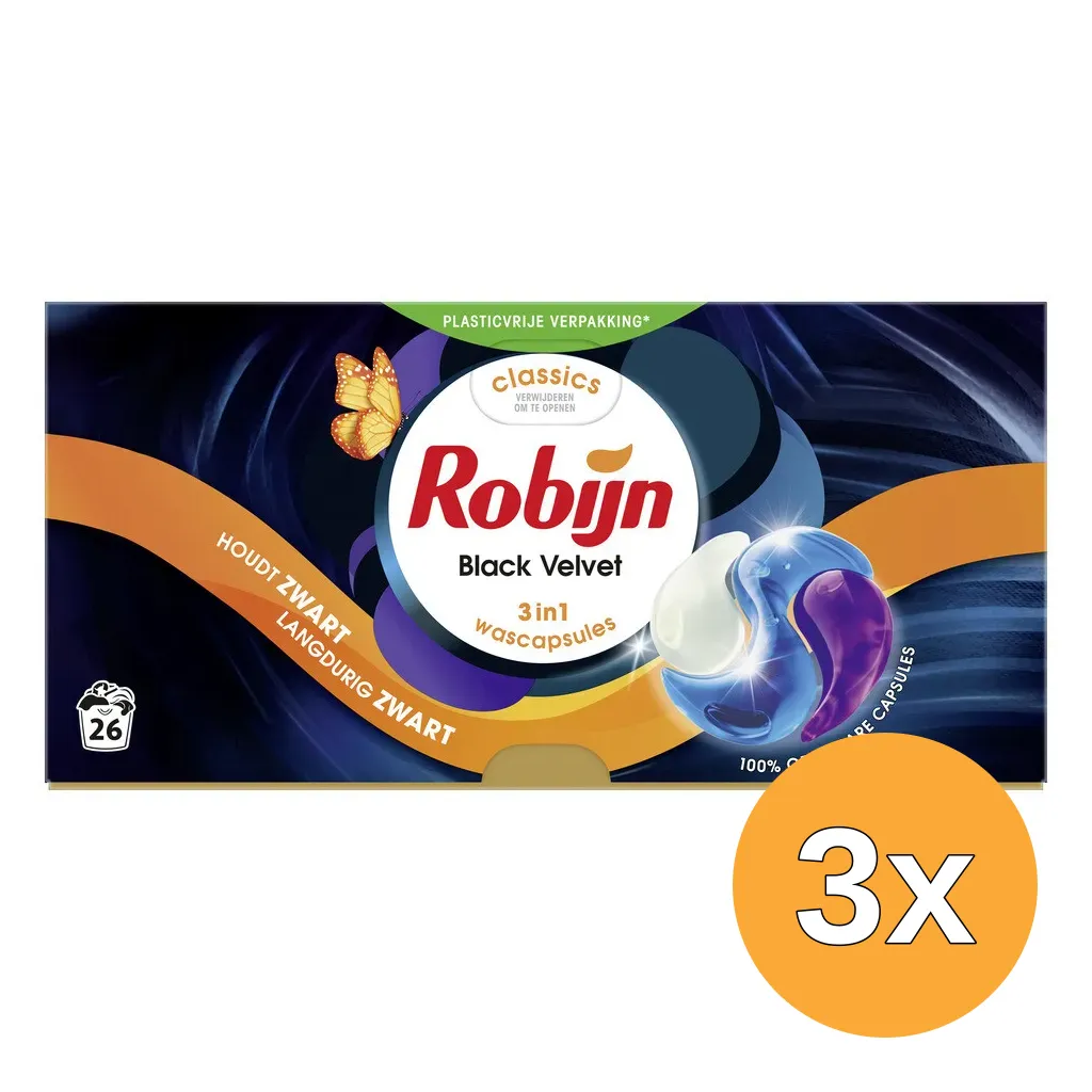 3x Robijn Wasmiddel Capsules - Black (26 capsules)