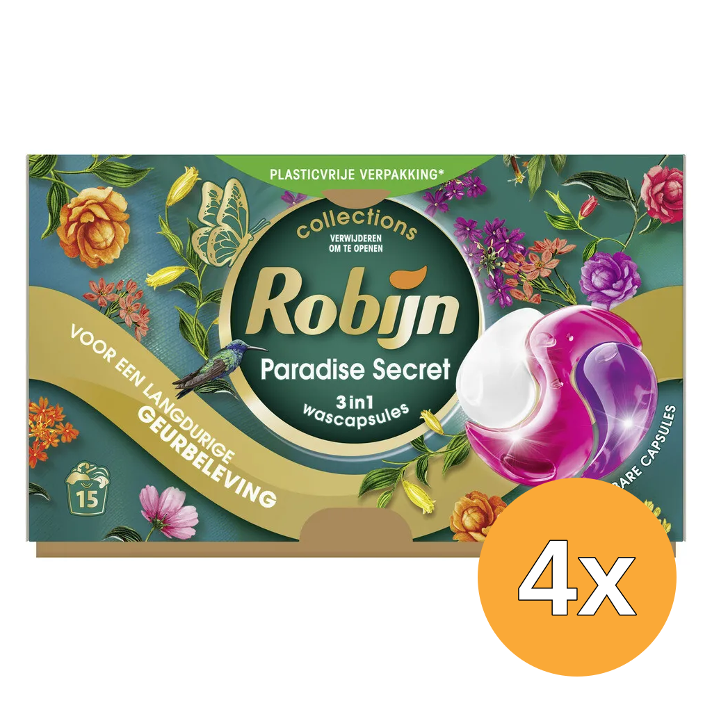 4x Robijn Wasmiddel Capsules - Paradise Secret (15 capsules)