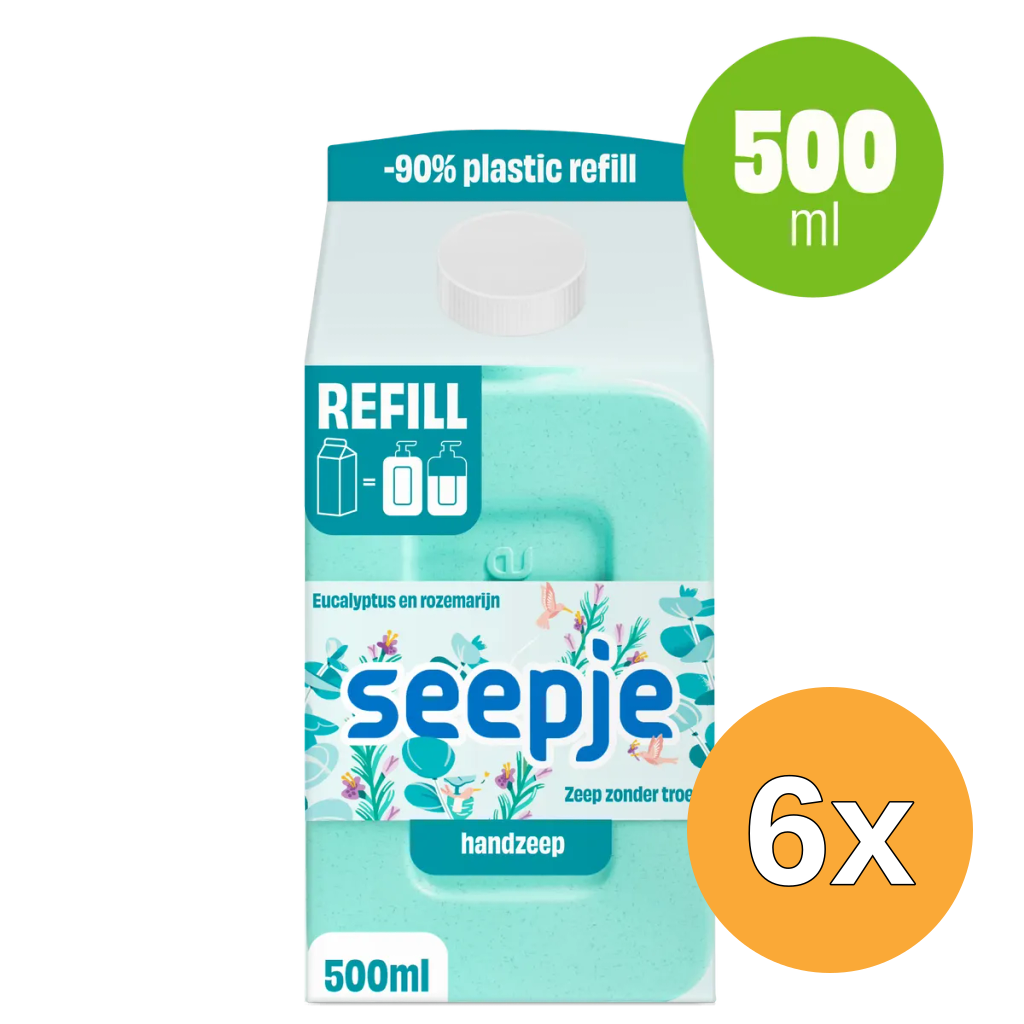 6x Seepje Handzeep Eucalyptus Refill Pak (500 ml)