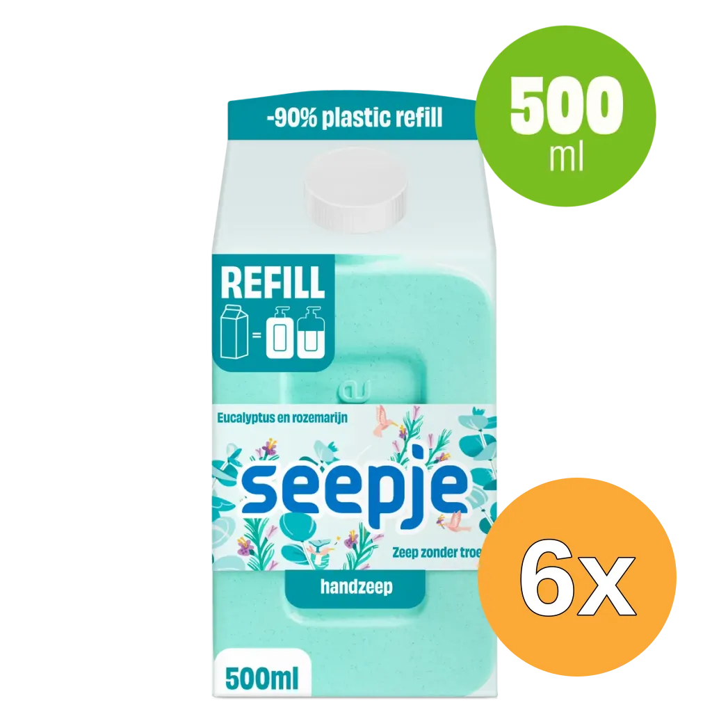 6x Seepje Handzeep Eucalyptus Refill Pak (500 ml)
