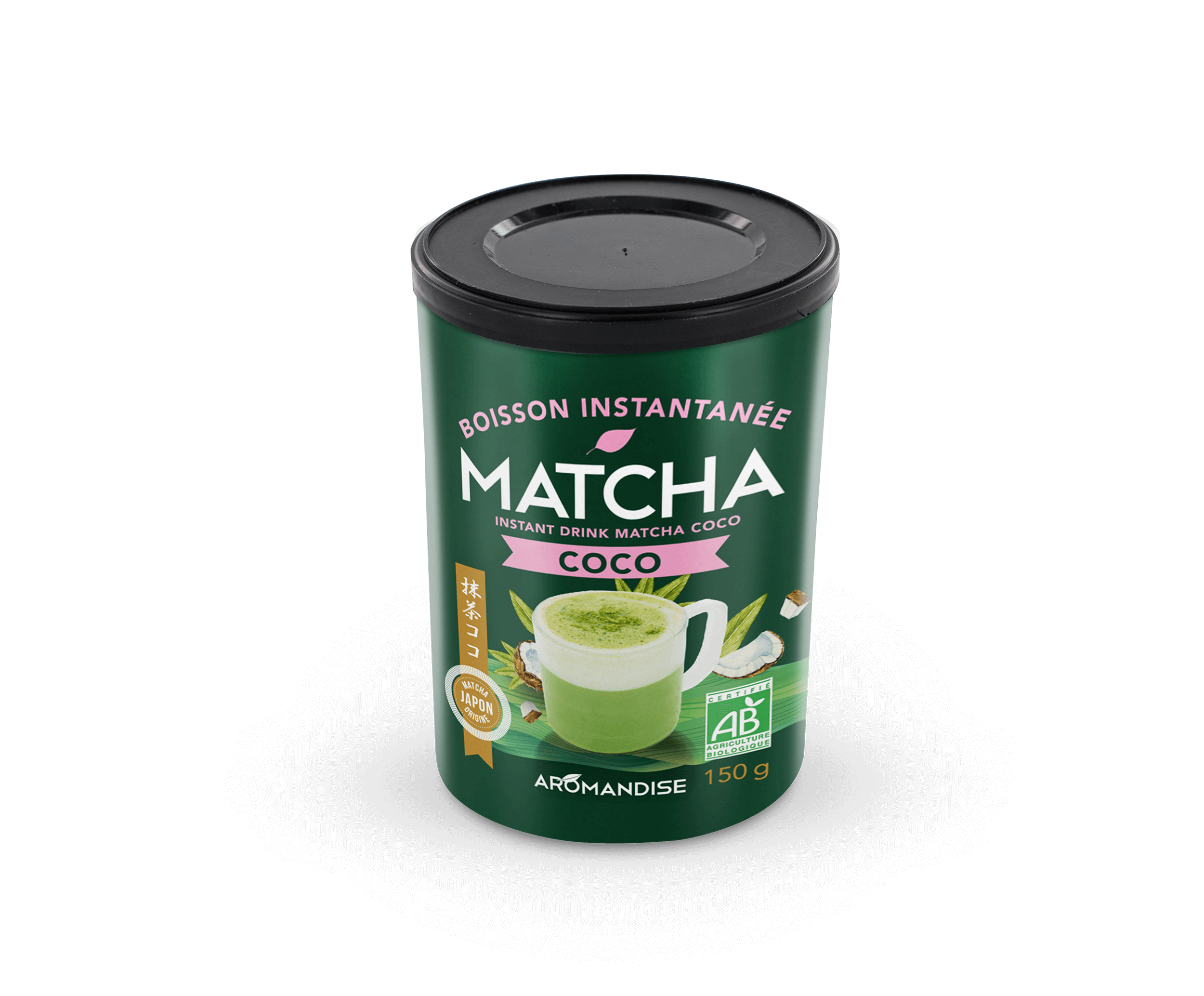 Aromandise Instant Drink Matcha Kokos Bio (150 gr)