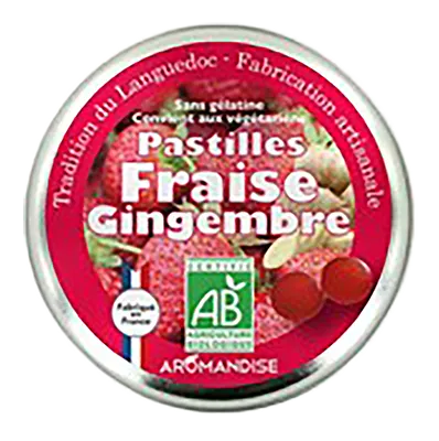 Aromandise Pastilles Aardbei Gember Bio (45 gr)