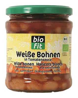 Biofit Witte Bonen in Tomatensaus Bio (370 ml)