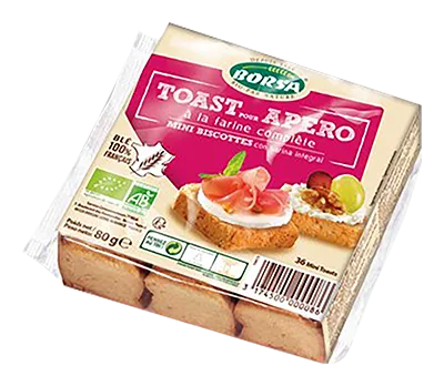Borsa Apéro Toastjes Volkoren Tarwe Bio (80 gr)