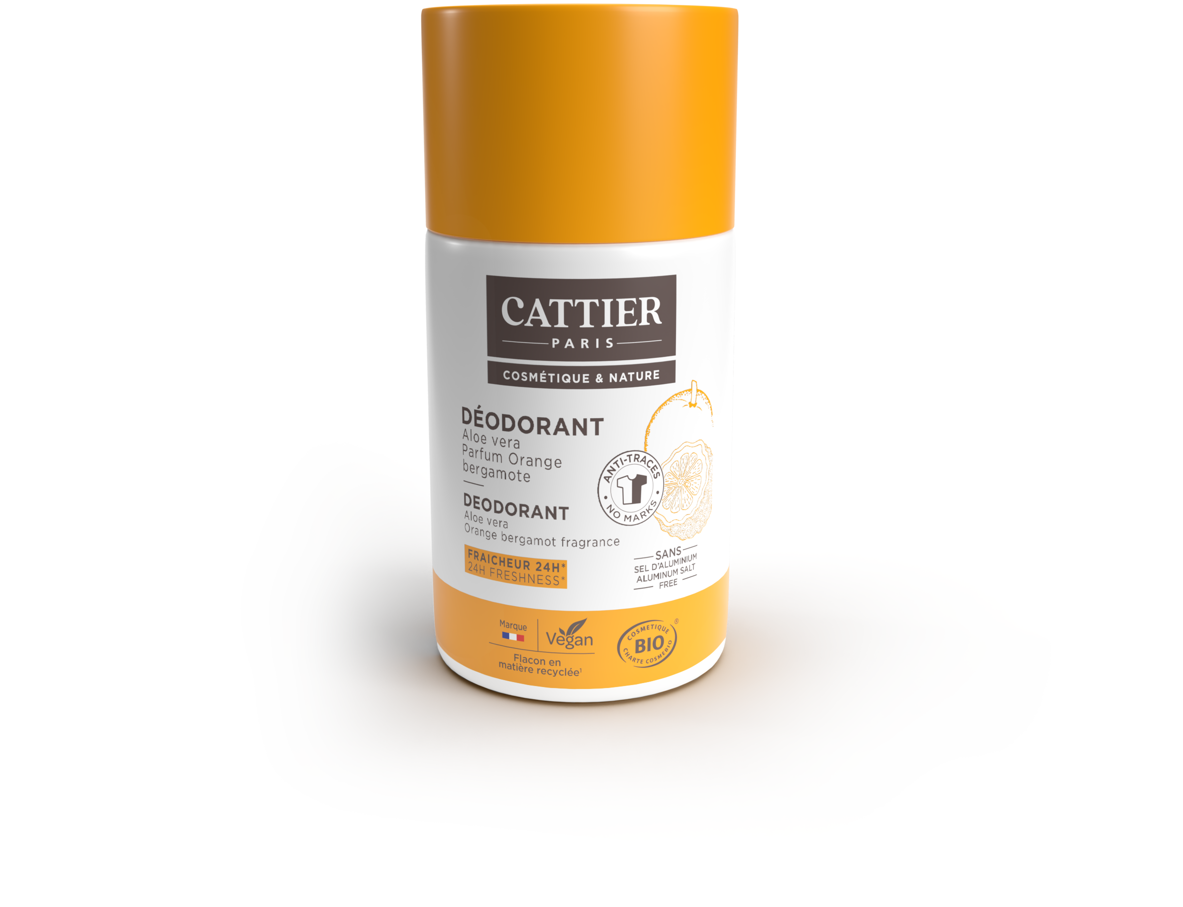 Cattier Deodorant Roll-on 24h Bergamot-sinaas (50 ml)