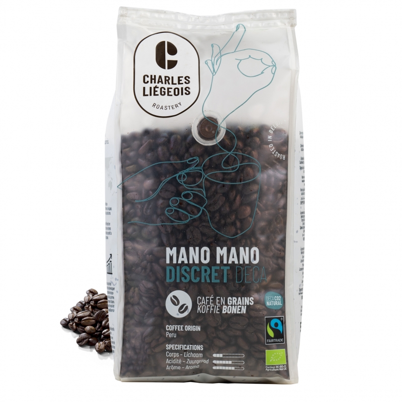 Charles Liégeois Koffiebonen Mano Mano Deca Bio (500 gr)