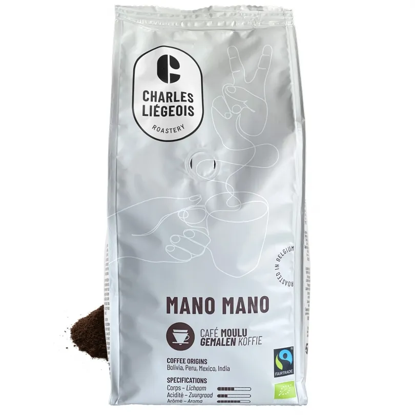 Charles Liégeois Koffie Gemalen Mano Mano Bio (500 gr)