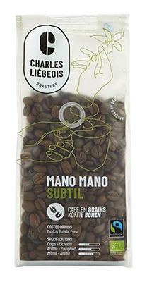 Charles Liégeois Koffiebonen Mano Mano Subtiel Bio (250 gr)