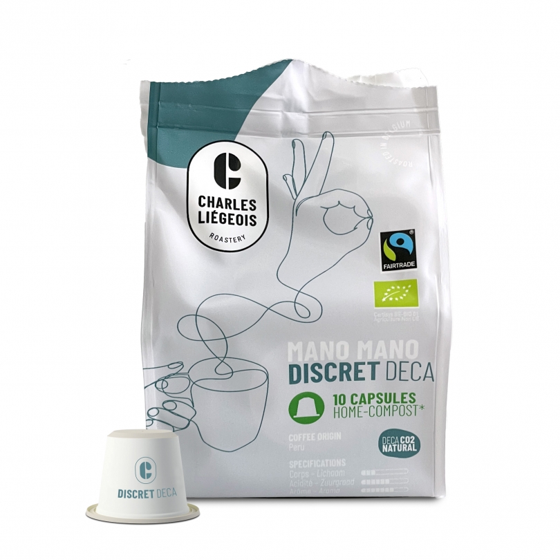Charles Liégeois Koffiecapsules Mano Mano Deca Bio (10 stuks)