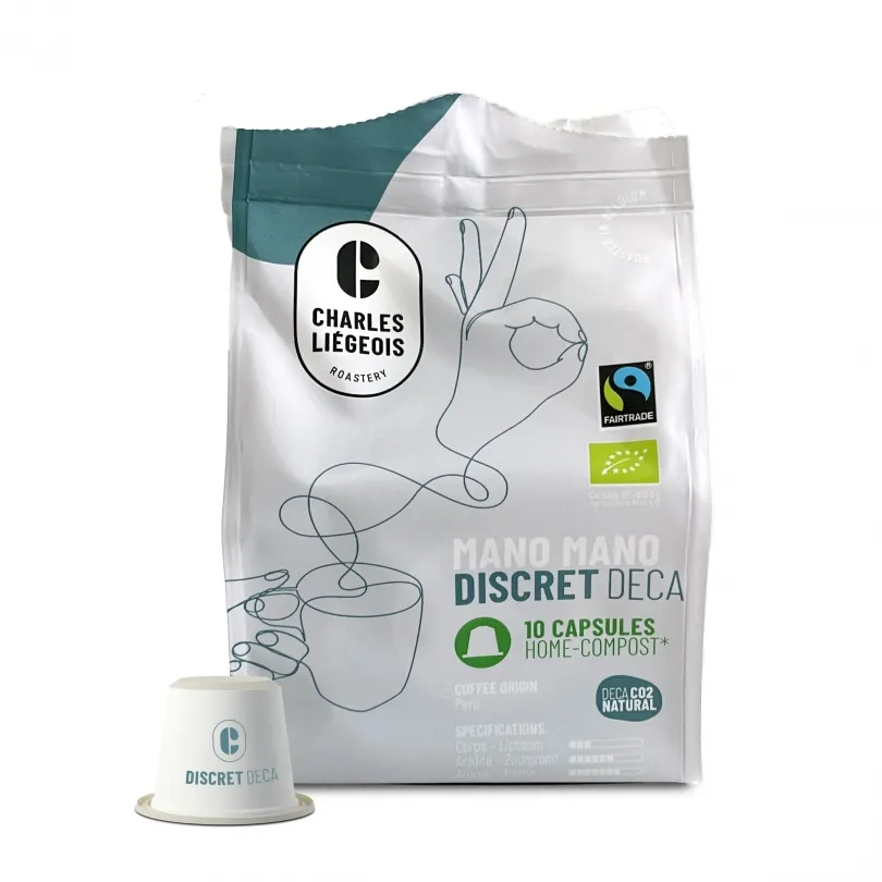 Charles Liégeois Koffiecapsules Mano Mano Deca Bio (10 stuks)