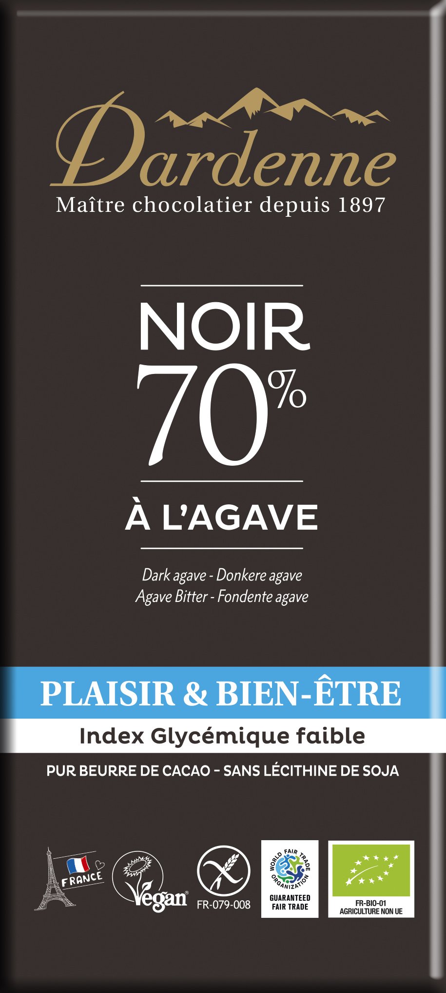 Dardenne Pure Chocolade Tablet met Agave Bio (80 gr)
