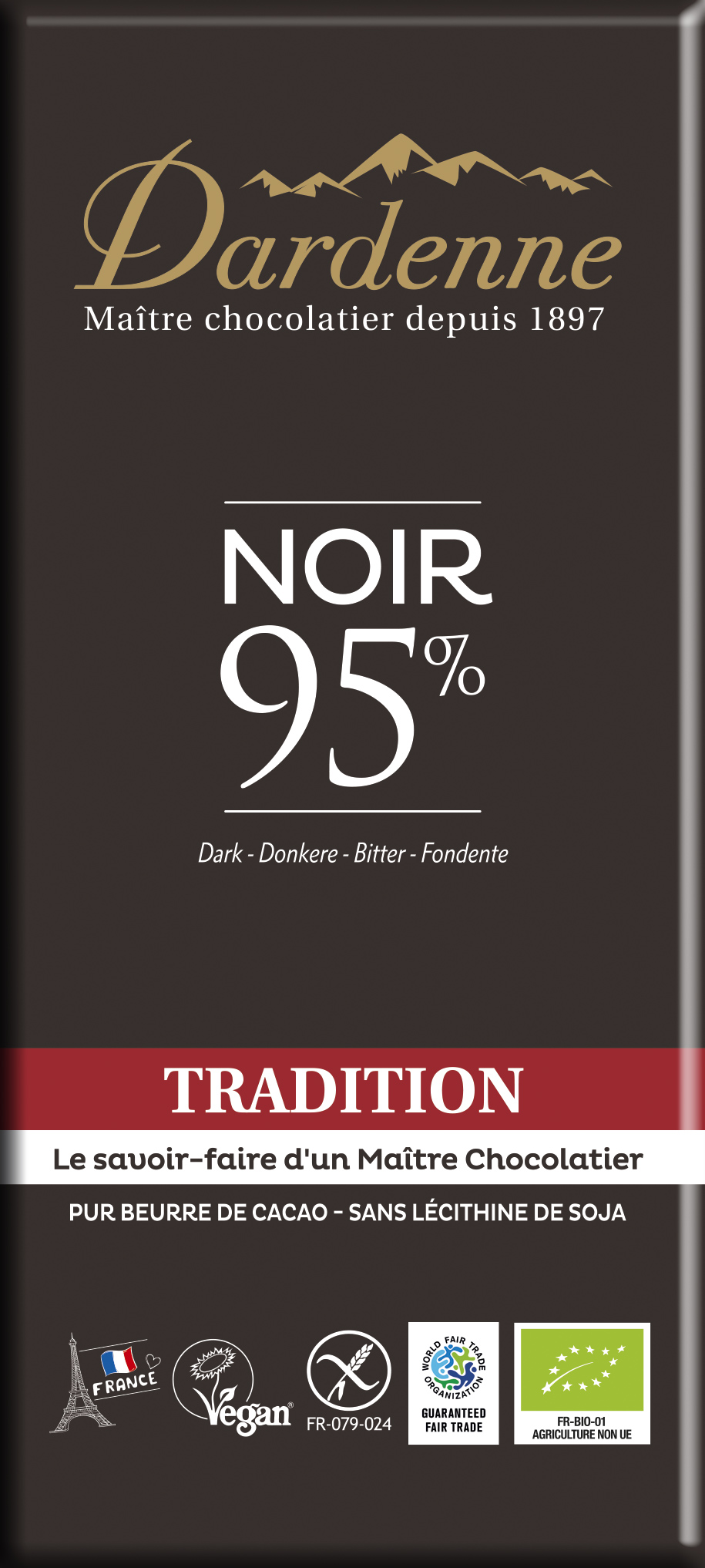 Dardenne Pure Chocolade 95% Tablet Bio (80 gr)