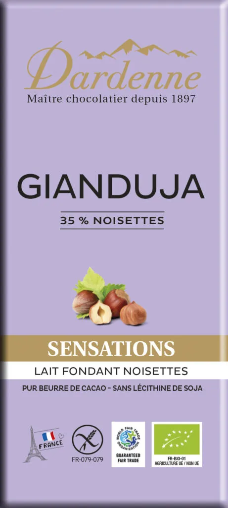 Dardenne Gianduja Melkchocolade 35% met Nootjescreme Bio (100 gr)