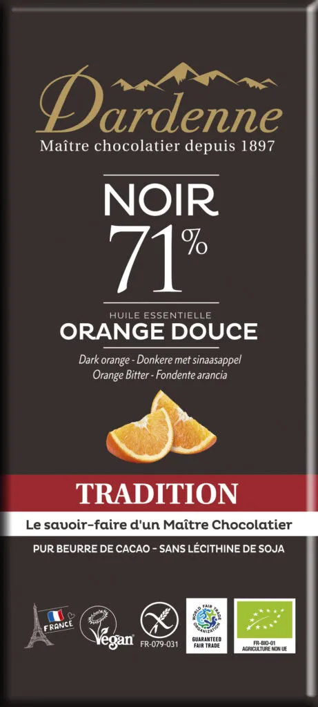 Dardenne Pure Chocolade Tablet Sinaasappel Bio (70 gr)