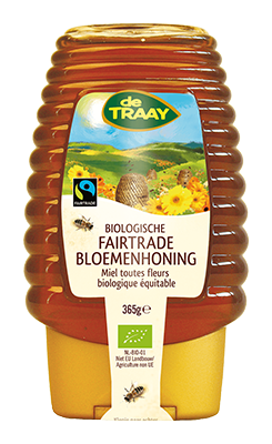 De Traay Bloemenhoning Knijpfles Bio Fairtrade (365 gr)