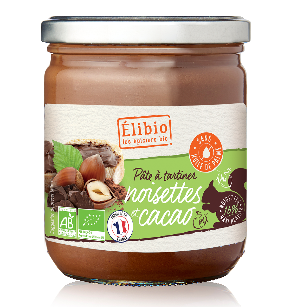 Elibio Élibio Smeerpasta met Hazelnoten en Cacao Bio (400 gr)