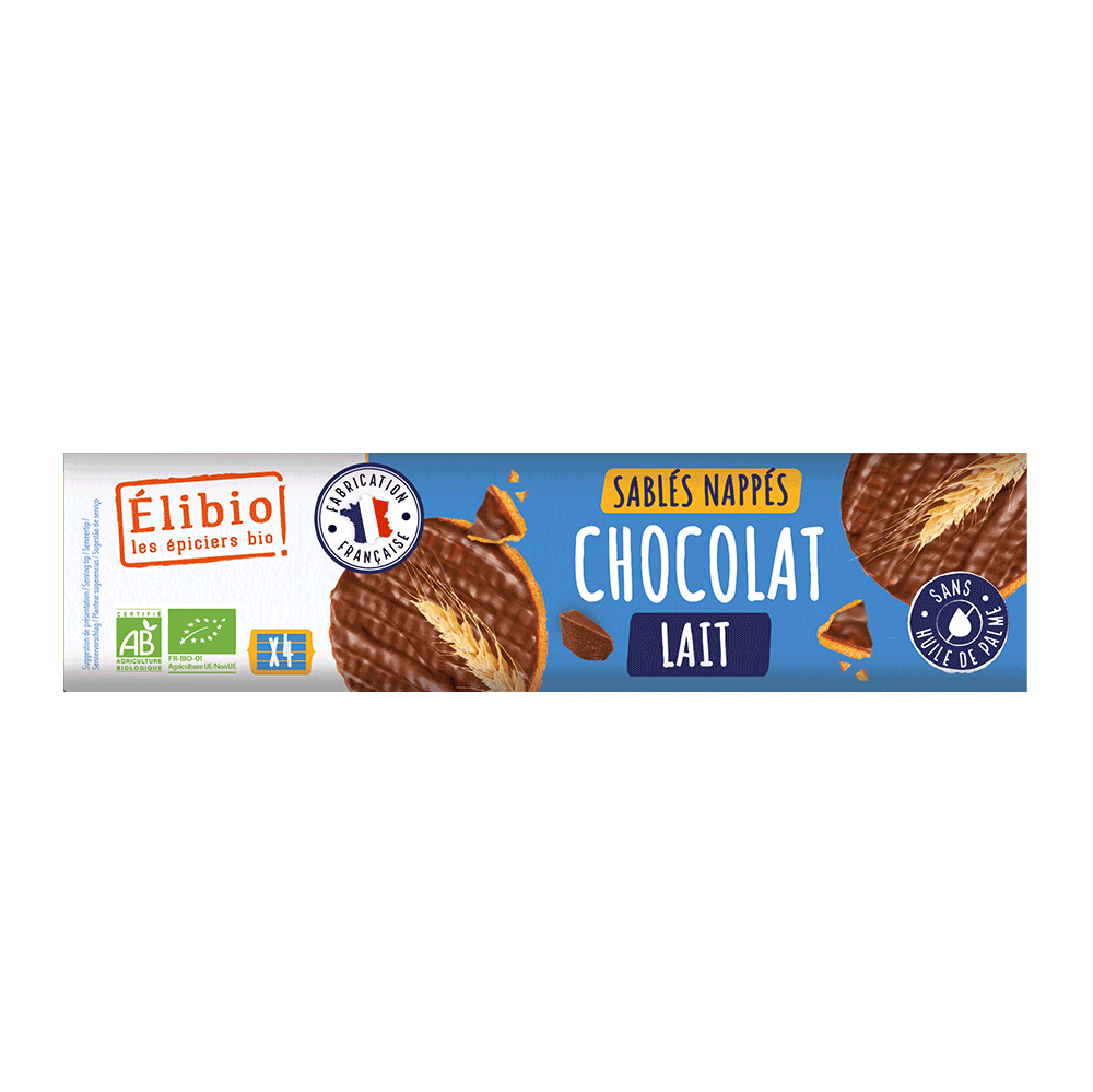 Elibio Élibio Zandkoekjes Omhuld met Melkchocolade 4x4 Bio (160 gr)