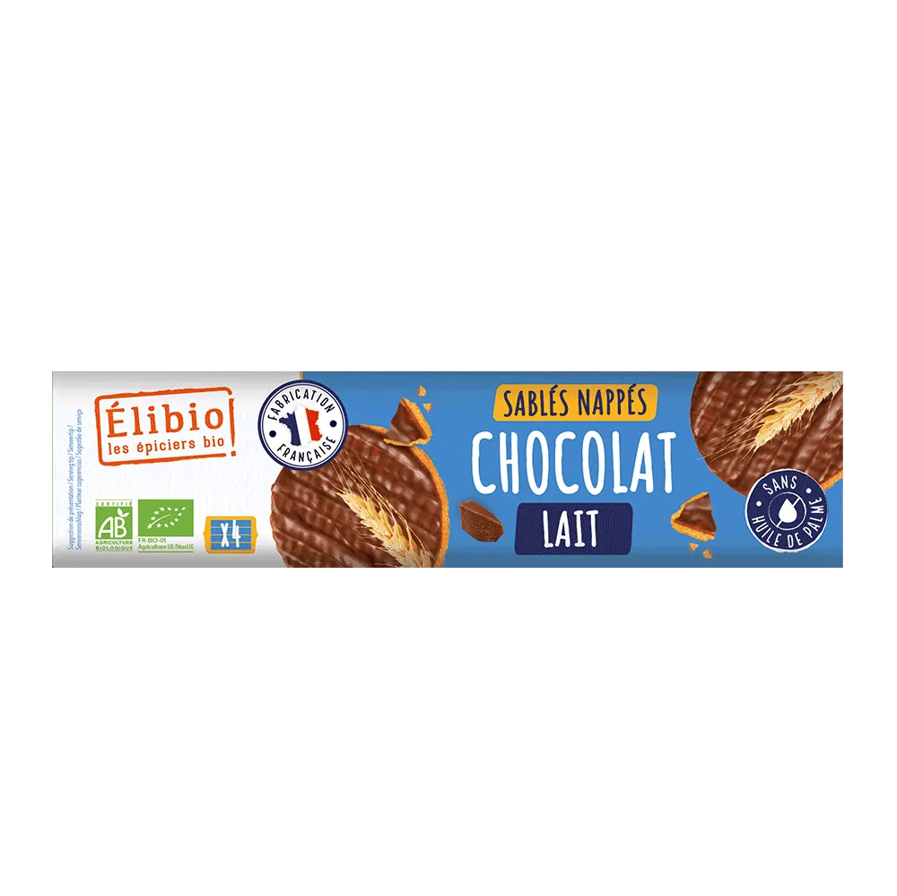 Elibio Élibio Zandkoekjes Omhuld met Melkchocolade 4x4 Bio (160 gr)