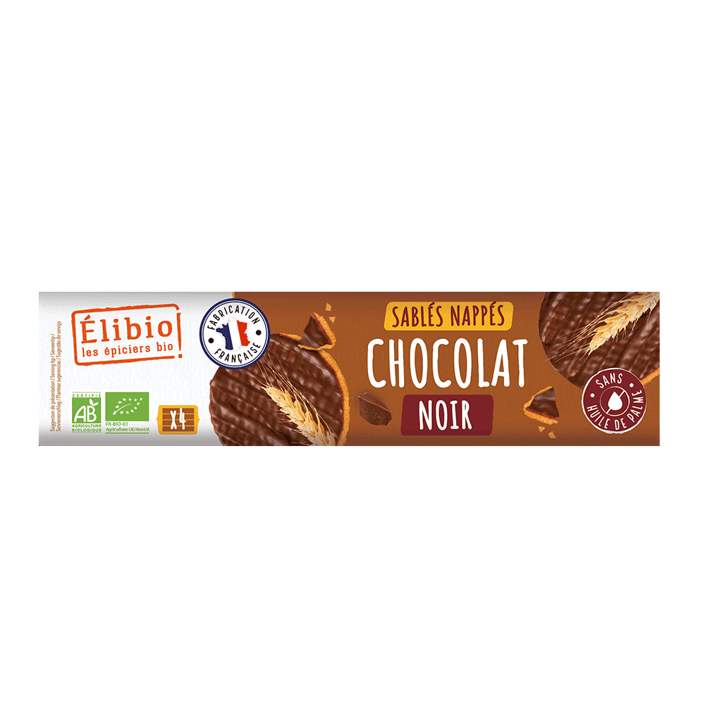Elibio Élibio Zandkoekjes Omhuld met Pure Chocolade 4x4 Bio (160 gr)