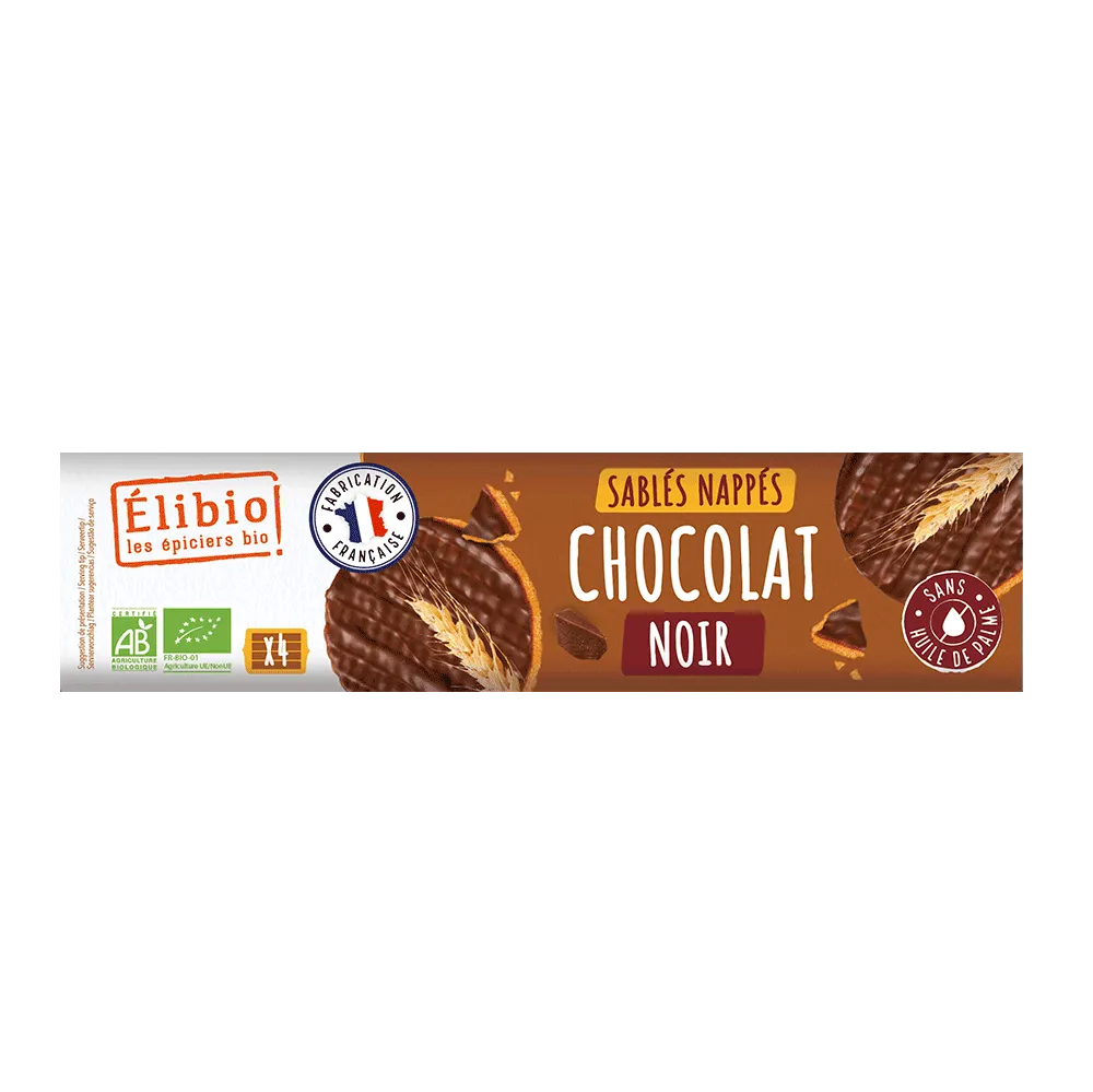 Elibio Élibio Zandkoekjes Omhuld met Pure Chocolade 4x4 Bio (160 gr)