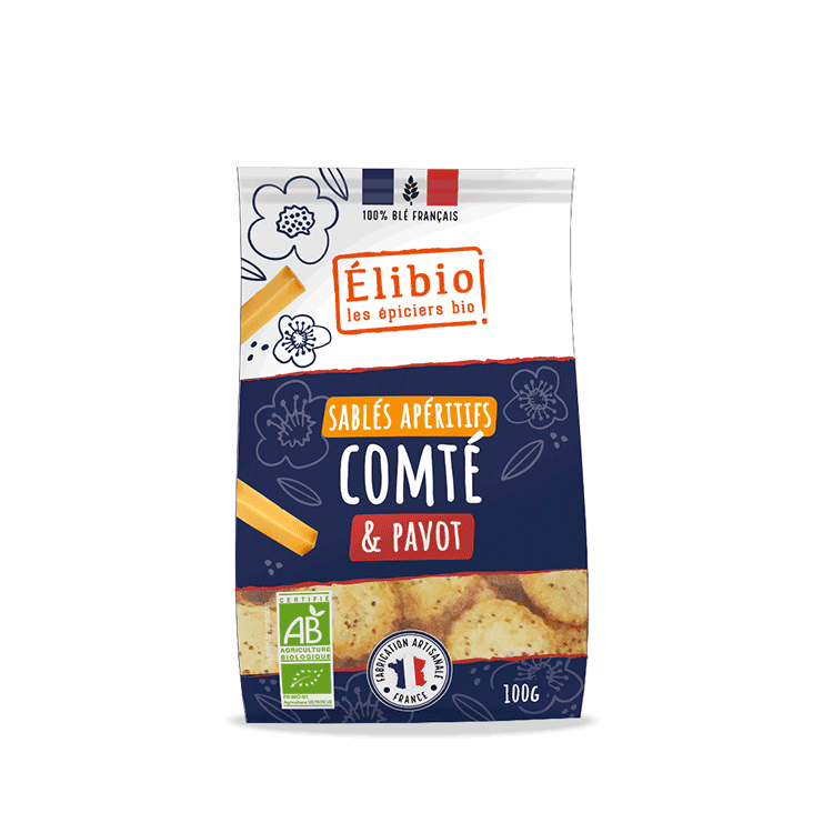 Elibio Élibio Zandkoekjes met Comté en Maanzaad Bio (100 gr)