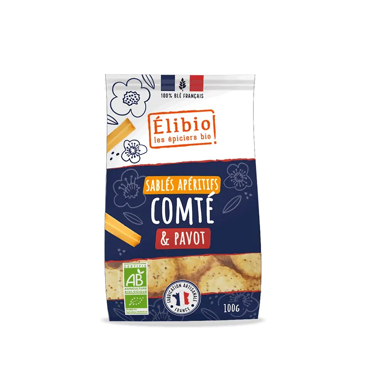 Elibio Élibio Zandkoekjes met Comté en Maanzaad Bio (100 gr)