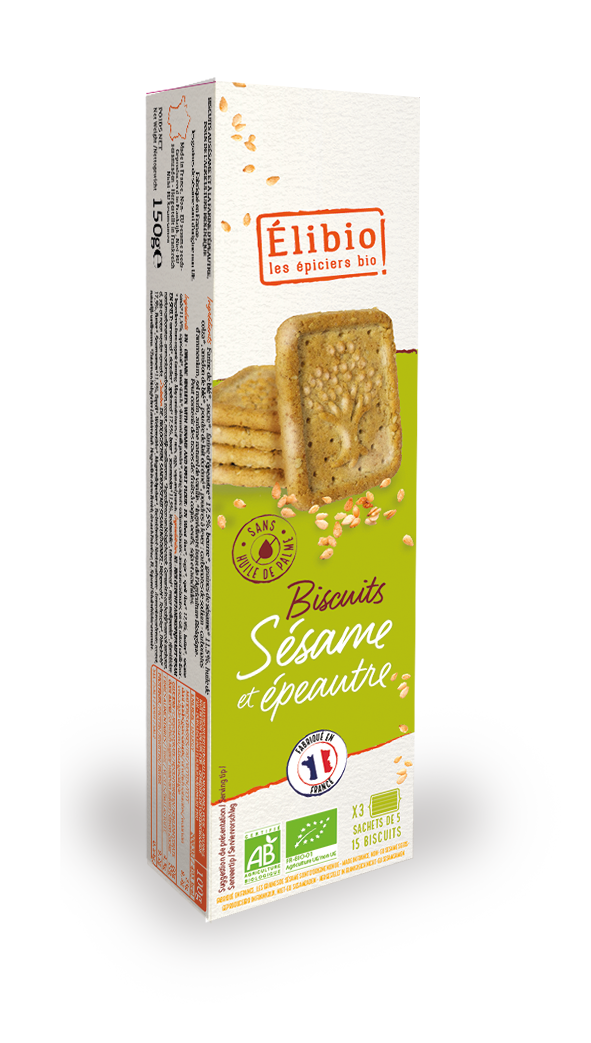 Elibio Élibio Zandkoekjes met Sesam en Spelt 3x5 Bio (150 gr)