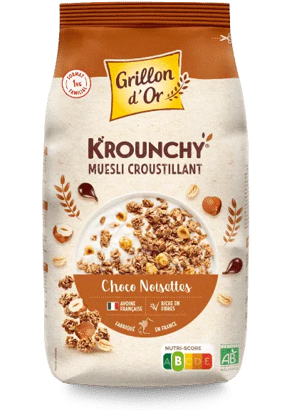 Grillon D'or Krounchy Choco Hazelnoten Bio (1000 gr)
