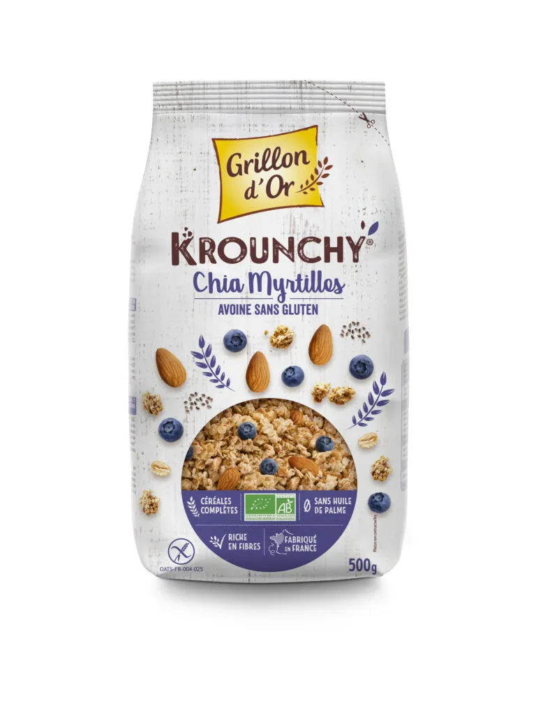 Grillon D'or Krounchy Chia Blauwe Bosbes Haver Bio (500 gr)