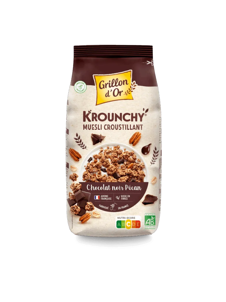 Grillon D'or Krounchy Pure Chocolade Pecannoten Bio (450 gr)