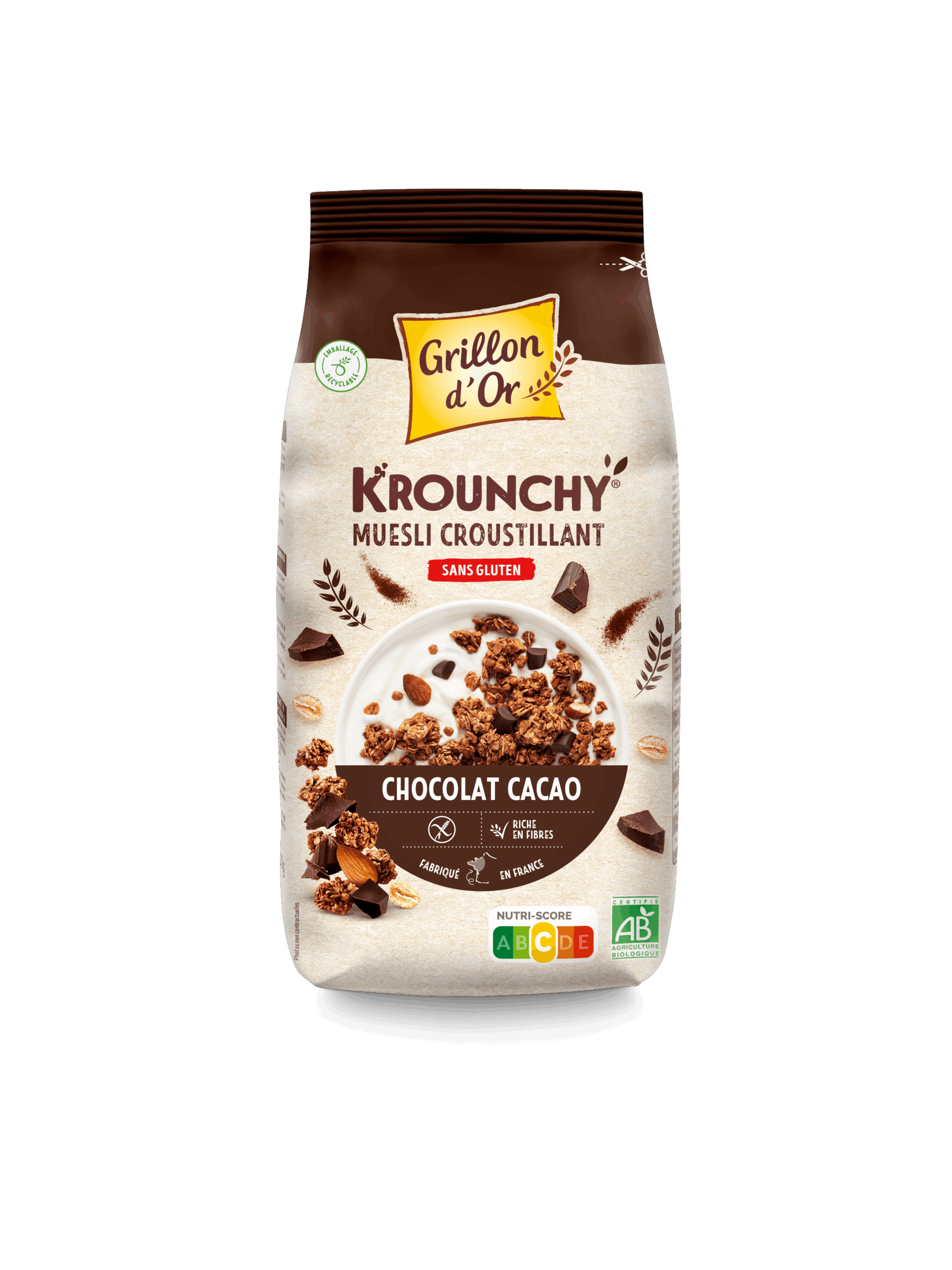 Grillon D'or Krounchy Chocolade Cacao Glutenvrij Bio (500 gr)