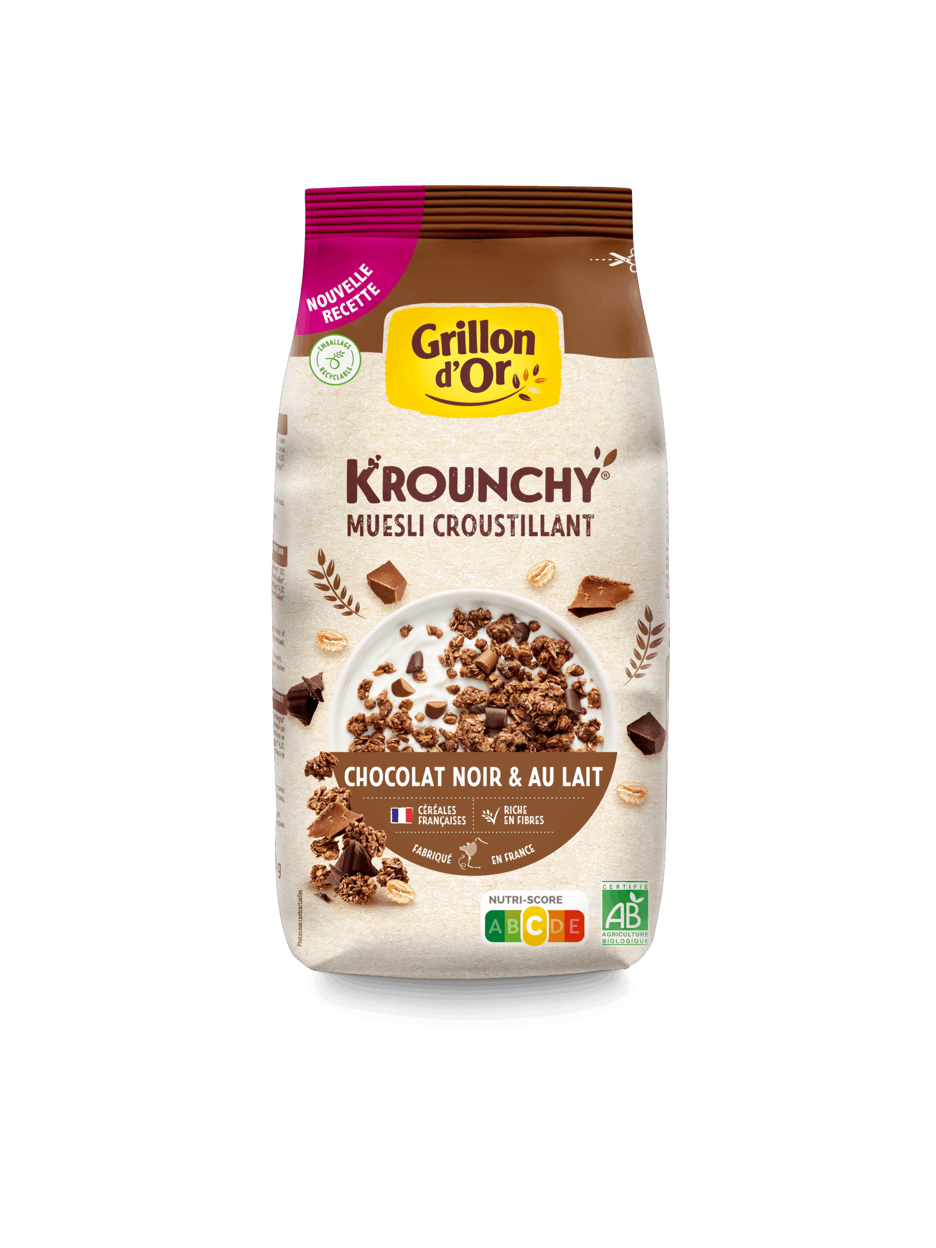 Grillon D'or Krounchy Zwart en Melk Chocolade Bio (500 gr)