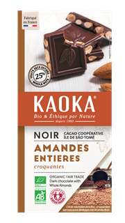 Kaoka Chocolade Puur 66% met Amandelnoten Bio (180 gr)