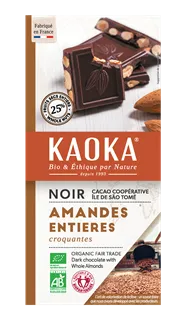 Kaoka Chocolade Puur 66% met Amandelnoten Bio (180 gr)