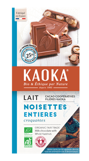 Kaoka Melkchocolade 38% met Hazelnoten Bio (180 gr)