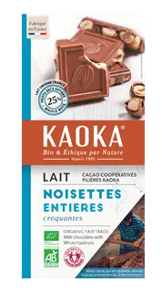 Kaoka Melkchocolade 38% met Hazelnoten Bio (180 gr)
