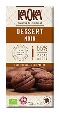 Kaoka Chocolade Puur 58% voor Desserts Bio (200 gr)