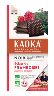 Kaoka Chocolade Puur met Frambozen Bio (100 gr)