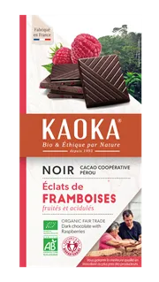 Kaoka Chocolade Puur met Frambozen Bio (100 gr)